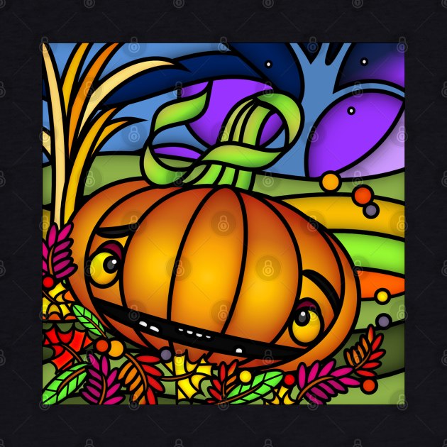 Bright Colorful Pumpkin In The Field by egcreations